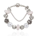 Pandora Inspired Full Set Beaded Charm Bracelet - White