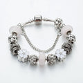 Pandora Inspired Full Set Beaded Charm Bracelet - White