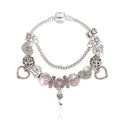 Pandora Inspired Full Set Beaded Charm Bracelet - Pink