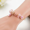 Pandora Inspired Full Set Beaded Charm Bracelet - Gold/ Pink