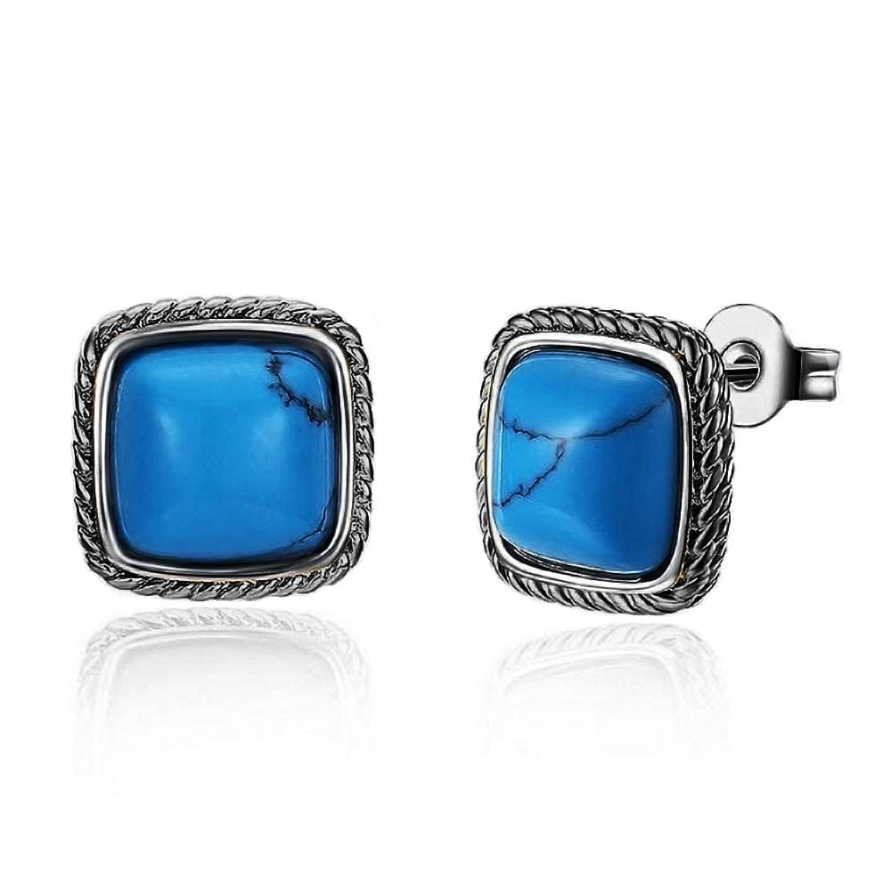 Square-Shaped Turquoise Studs - Brilliant Co