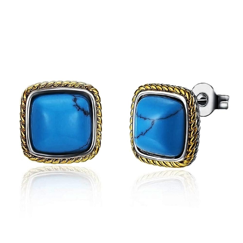 Square-Shaped Turquoise Studs - Brilliant Co