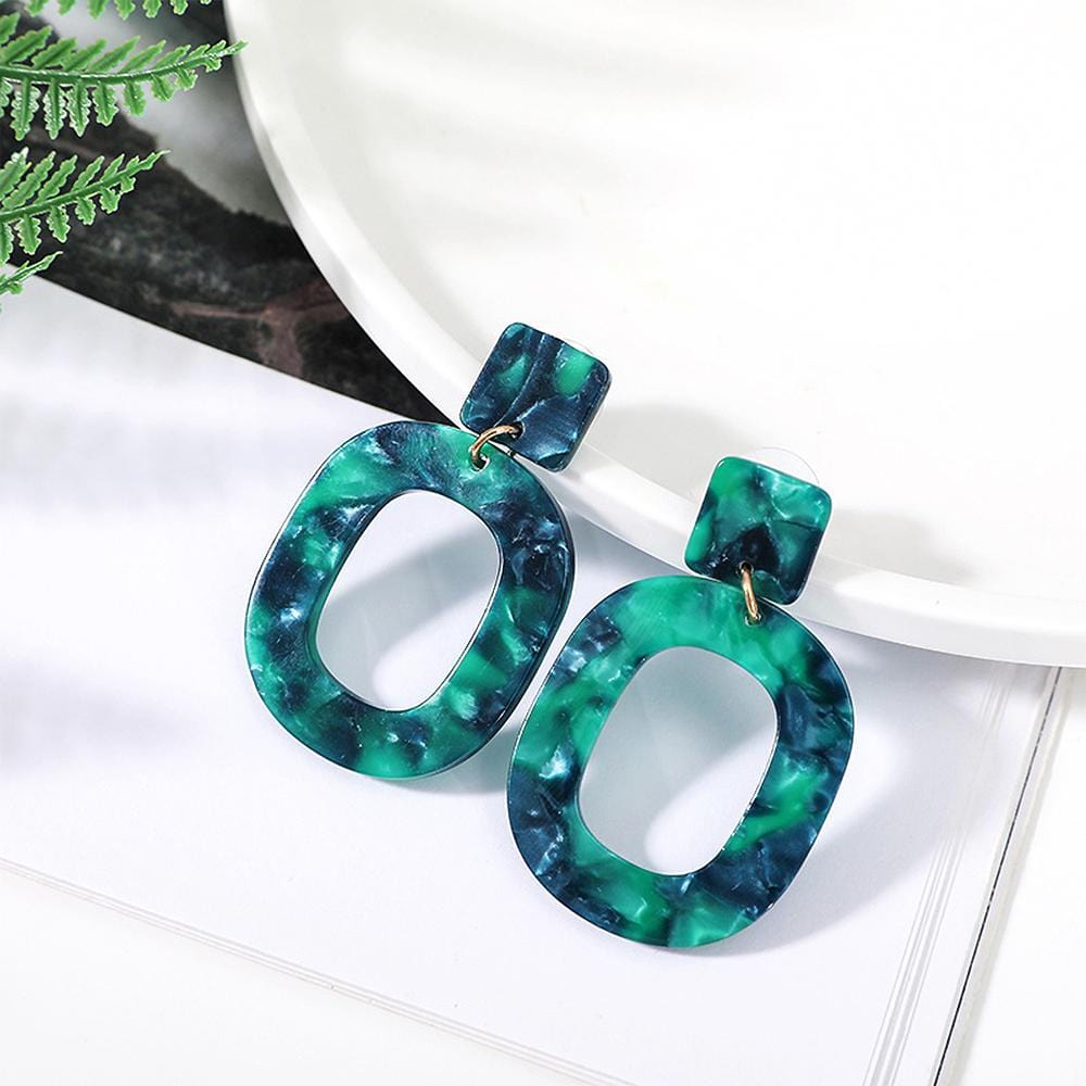 Obsession Tortoiseshell Leopard Print Drop Earrings in Green