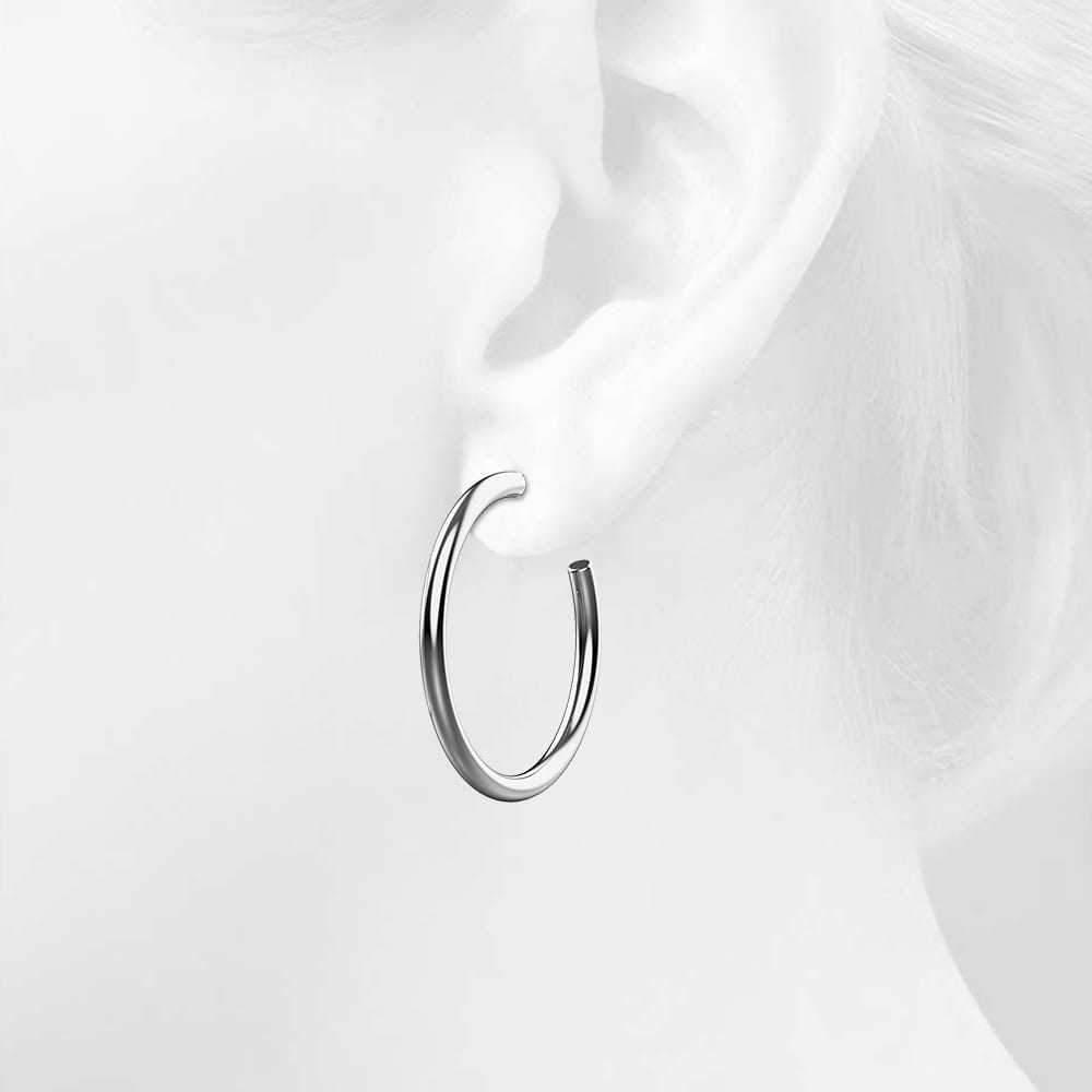 Silver Open Cut C-Hoop Earrings