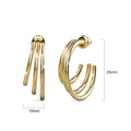 Triple Layered C-Hoop Gold Earrings