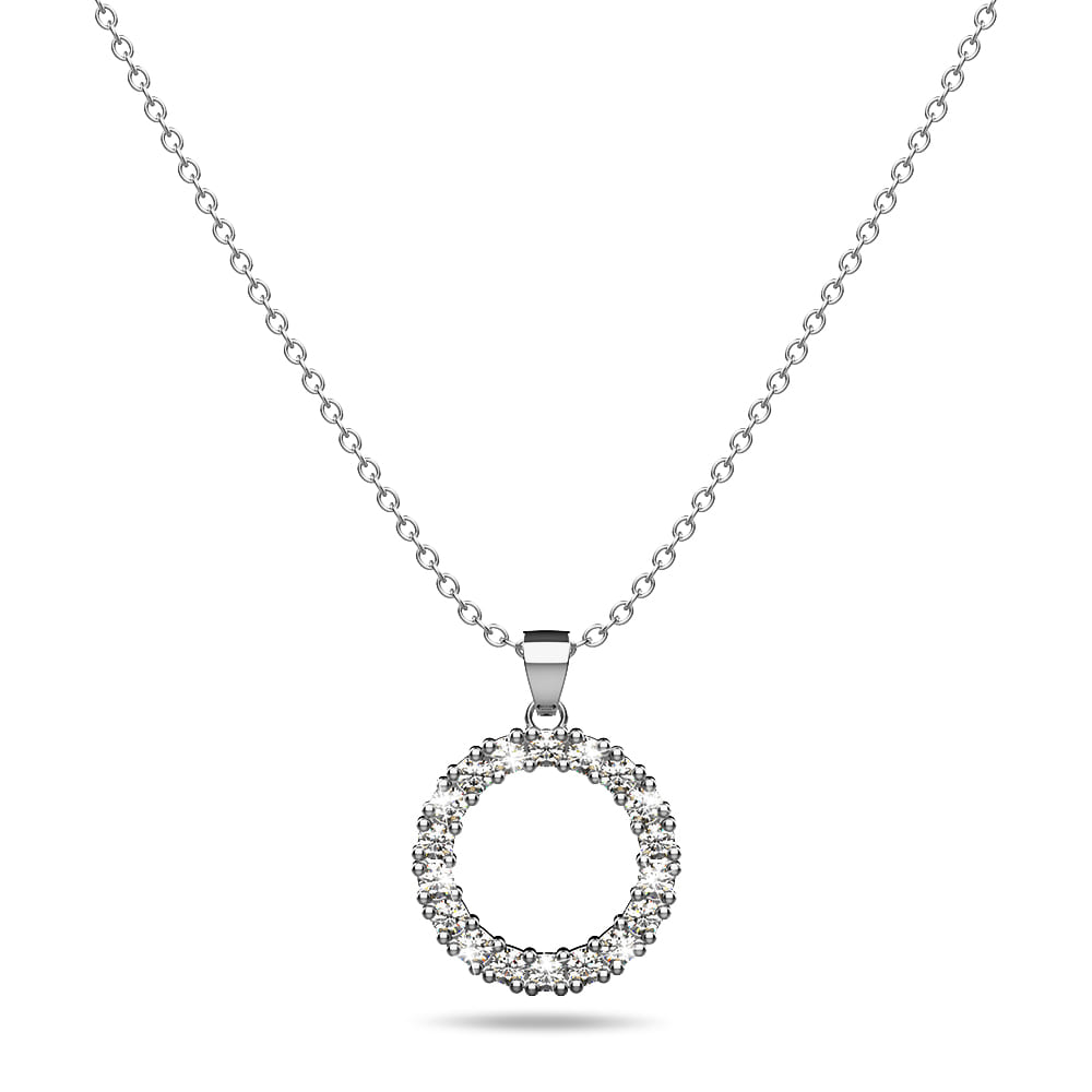 Crystal Halo Silver Necklace