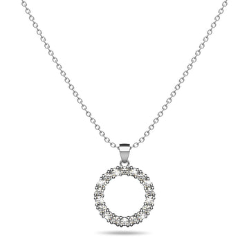 Crystal Halo Silver Necklace