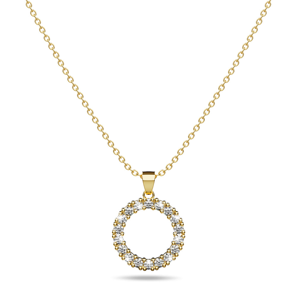 Crystal Halo Gold Necklace