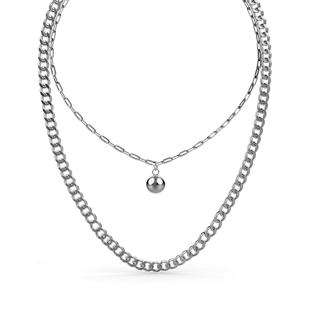 2-Chain Layered Silver Necklace