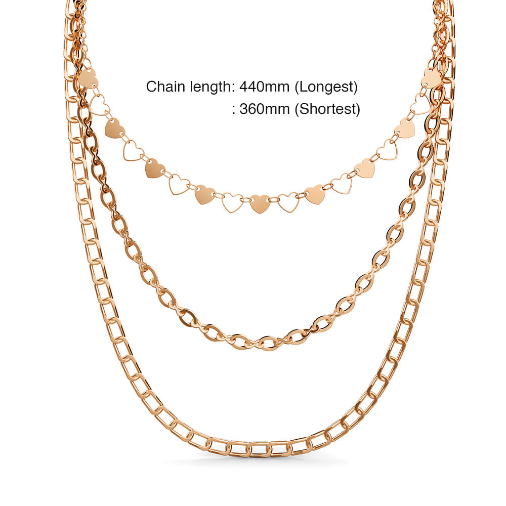 Heart Layered Mix Chain Necklace