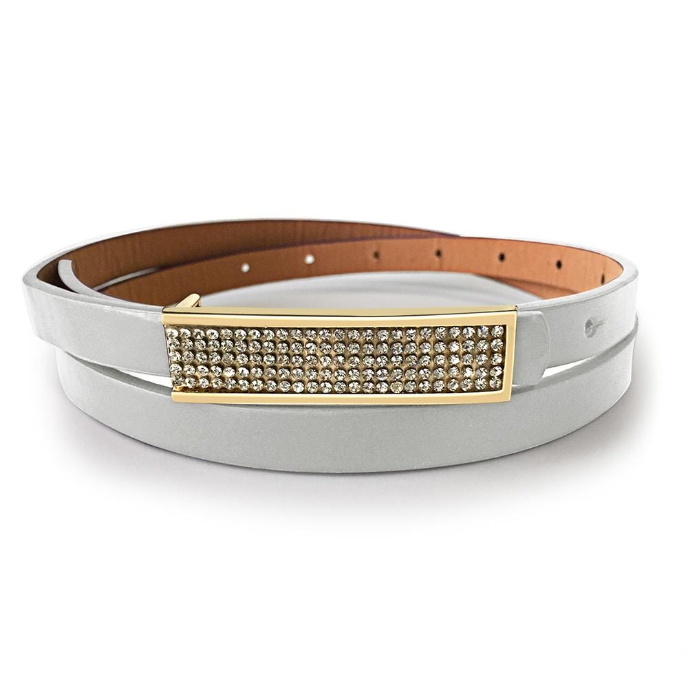Leather Belt With Gold Buckle Silver - Brilliant Co