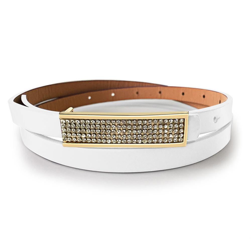 Leather Belt With Gold Buckle White - Brilliant Co