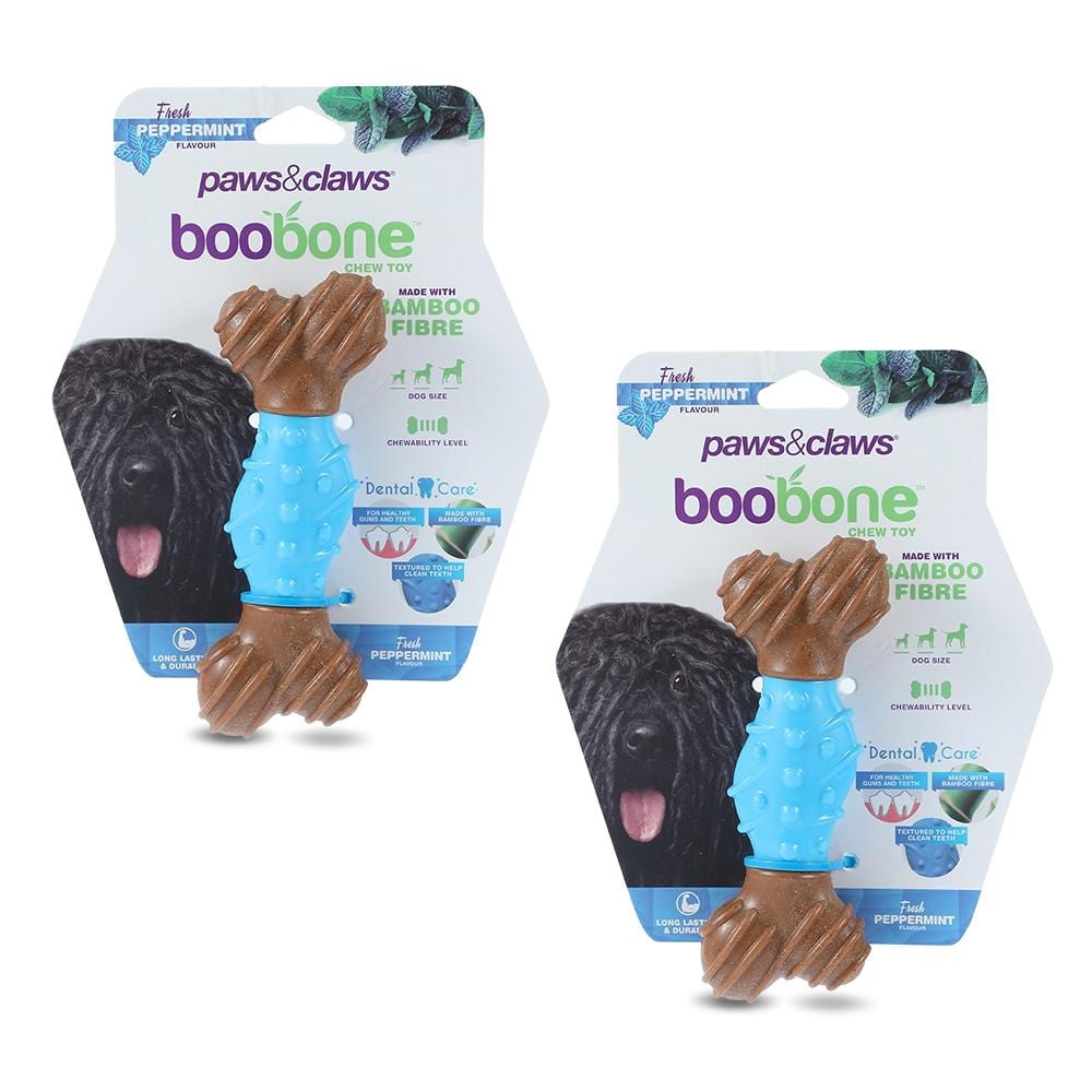 Paws & Claws BOOBONE TPR DENTAL BONE PEPPERMINT 2PCS - Brilliant Co