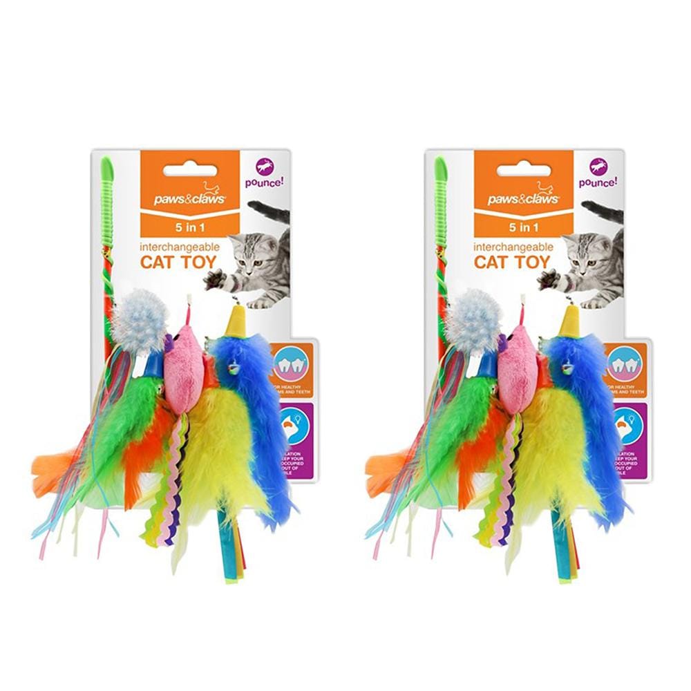 Paws & Claws CAT DANGLER TOY 5 IN 1  2PC PACK - Brilliant Co