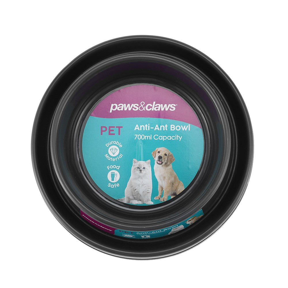 2PC Paws & Claws 700ML ANTI-ANT PET BOWL - DARK GREY