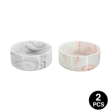 Paws & Claws CERAMIC PET BOWL MARBLE 13CM 380ML 2 ASSTD GREY/PINK