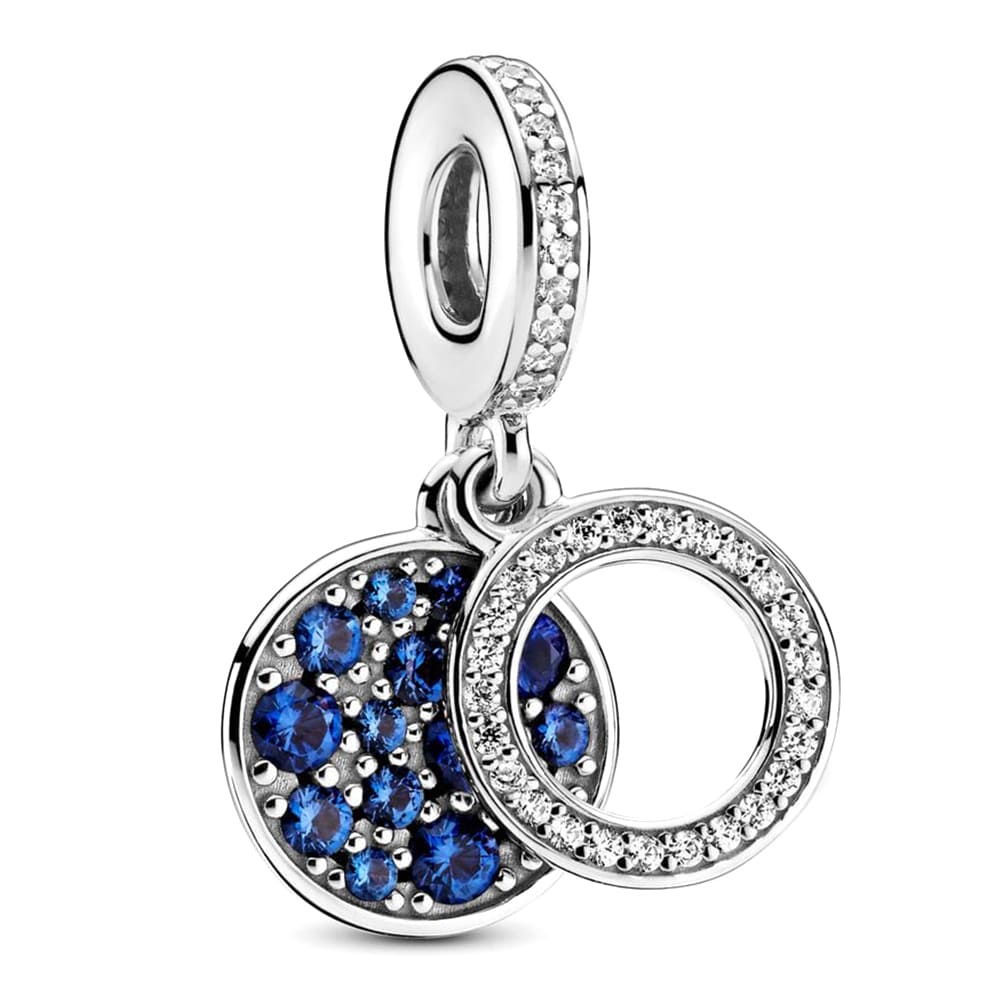 Sparkling Blue Disc Double Dangle Charm