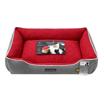 Paws & Claws SELF WARMING WALLED PET BED - GREY/ RED