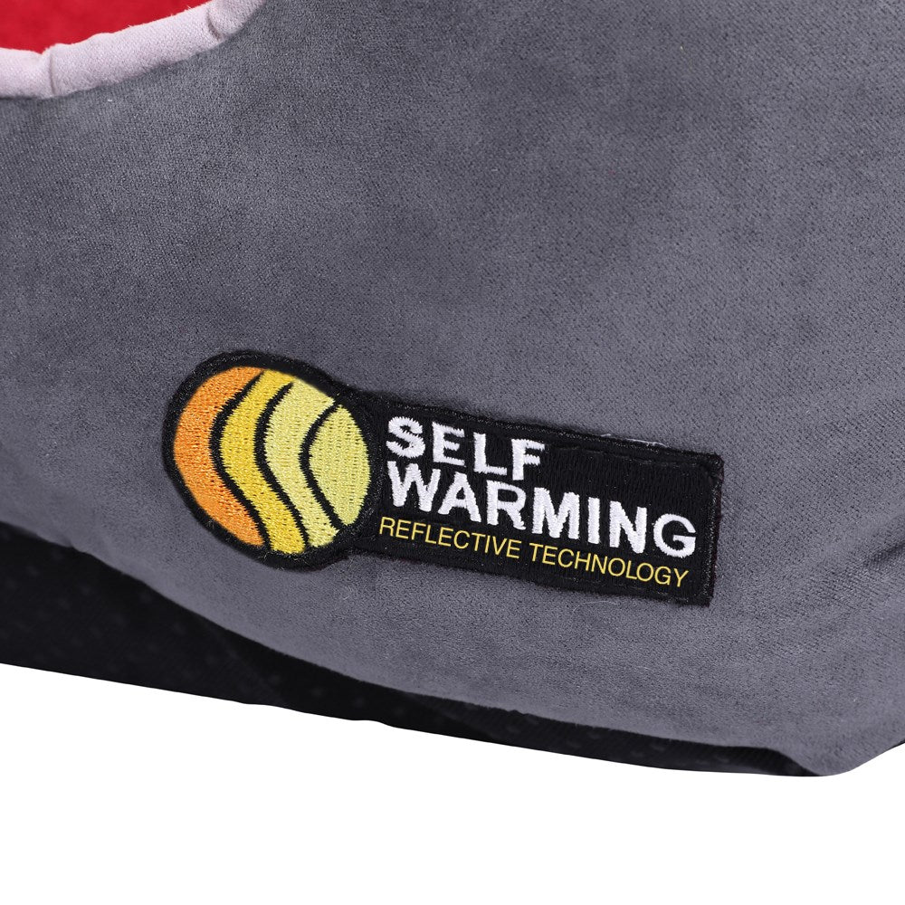 Paws & Claws SELF WARMING WALLED PET BED - GREY/ RED