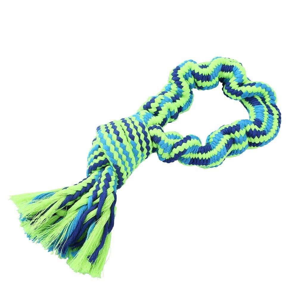 Paws & Claws TUG-OF-WAR BUNGEE ROPE LOOP - BLUE/GREEN - Brilliant Co