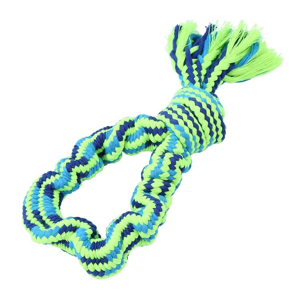 Paws & Claws TUG-OF-WAR BUNGEE ROPE LOOP - BLUE/GREEN - Brilliant Co