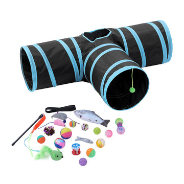 Paws & Claws CAT TRI-TUNNEL WITH 20PC TOYS MULTI PACK