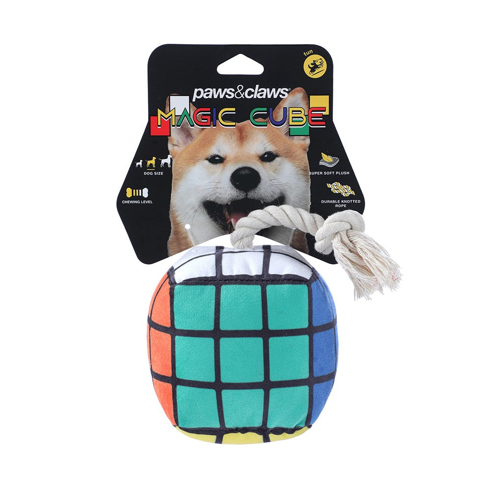 Paws & Claws 11CM MAGIC CUBE PLUSH PET TOY WITH ROPE