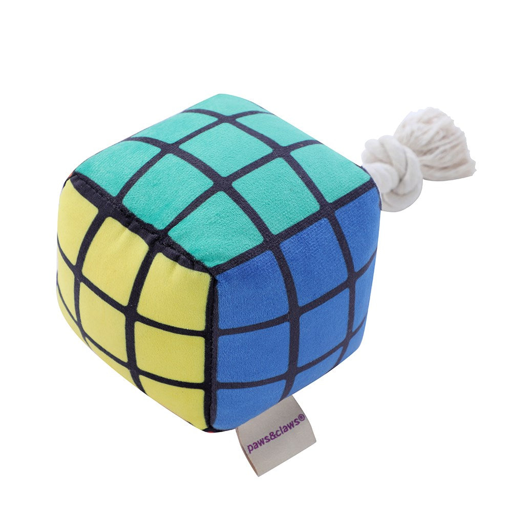 Paws & Claws 11CM MAGIC CUBE PLUSH PET TOY WITH ROPE