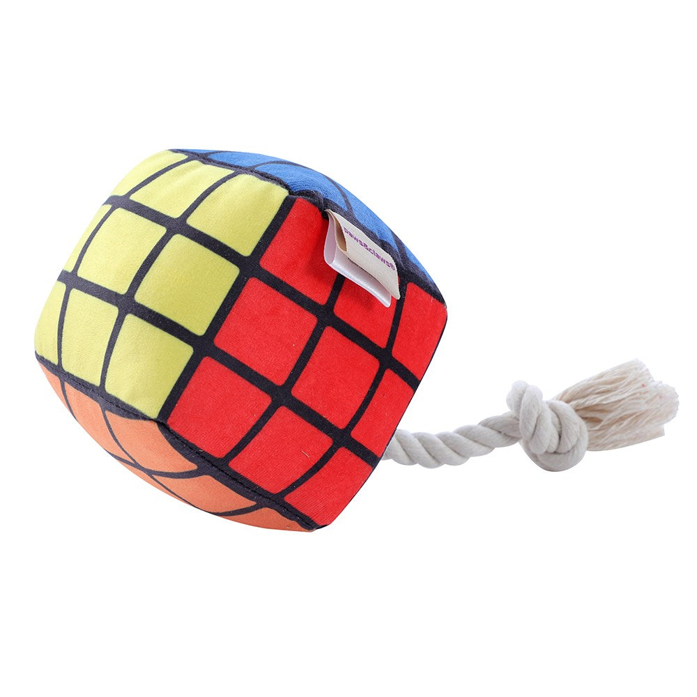 Paws & Claws 11CM MAGIC CUBE PLUSH PET TOY WITH ROPE