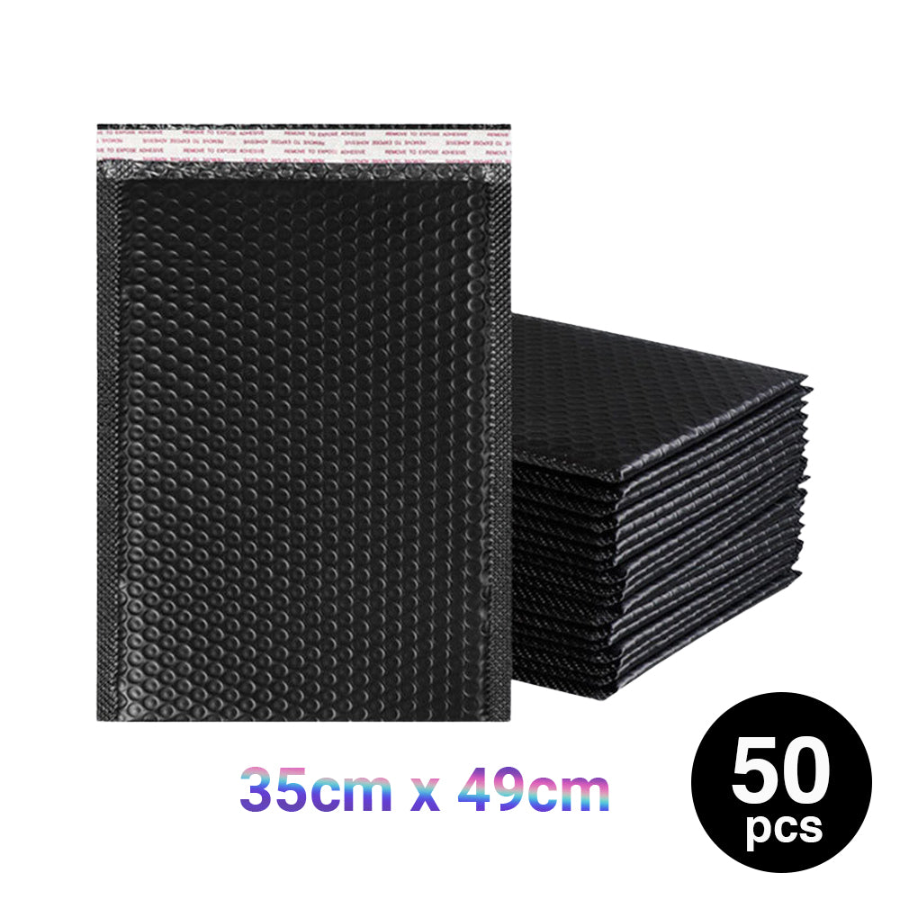 50PC Bubble Mailers Self Seal Padded Envelopes Lined Poly Mailer - Black 35x49cm