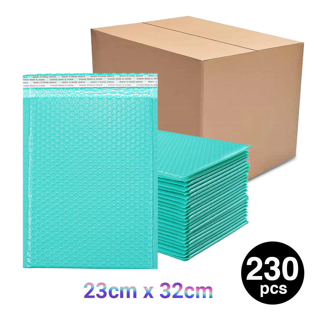 230PC Bubble Mailers Self Seal Padded Envelopes Lined Poly Mailer - Turquoise 23x32cm