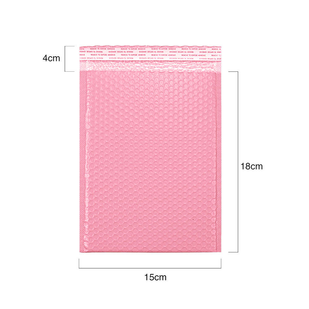 100PC Bubble Mailers Self Seal Padded Envelopes Lined Poly Mailer - Pink 15x22cm