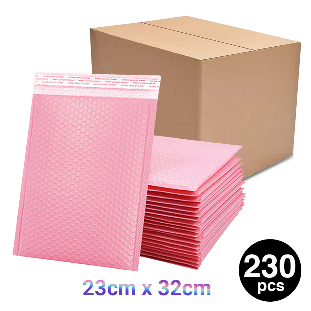 230PC Bubble Mailers Self Seal Padded Envelopes Lined Poly Mailer - Pink 23x32cm