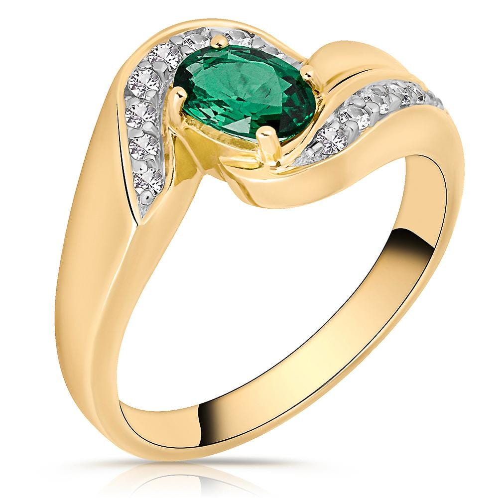 14ct Yellow Gold 0.72ct Green Tourmaline & Diamond Ring