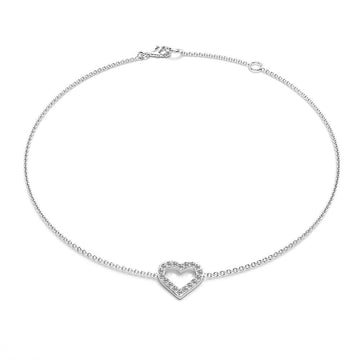 18K White Gold 0.14K Diamond Heart Bracelet