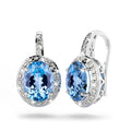 14ct White Gold 5.60ct Swiss Blue Topaz & 0.50ct Diamond Hook Earrings