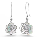 18ct White Gold Floral Mother of Pearls Drop Earrings - Brilliant Co