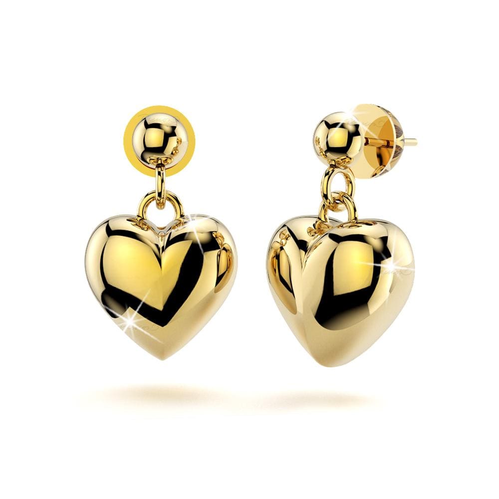 18ct Gold Puff Hearts Earrings - Brilliant Co