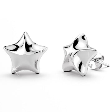 18ct White Gold Puff Star Stud Earrings - Brilliant Co