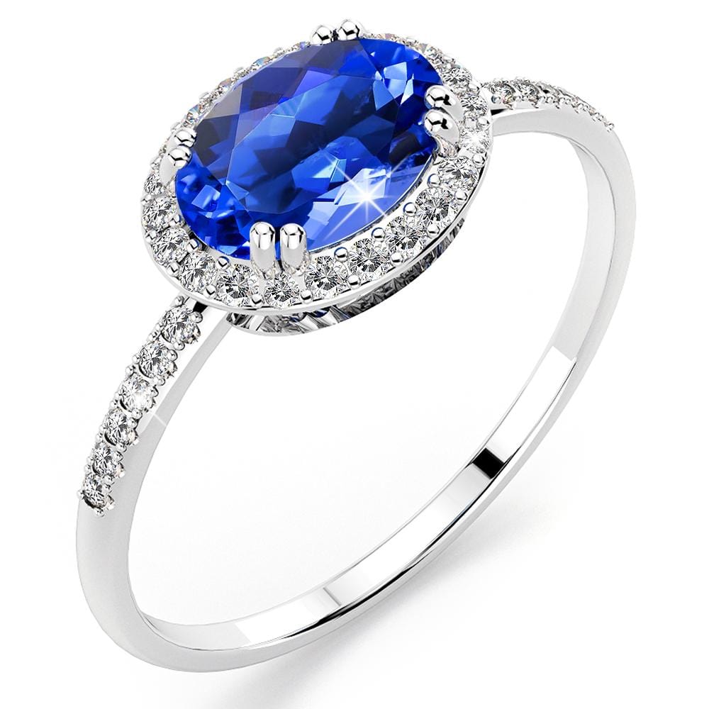14ct White Gold 1.53ct Tanzanite & 0.20ct Diamond Dress Ring