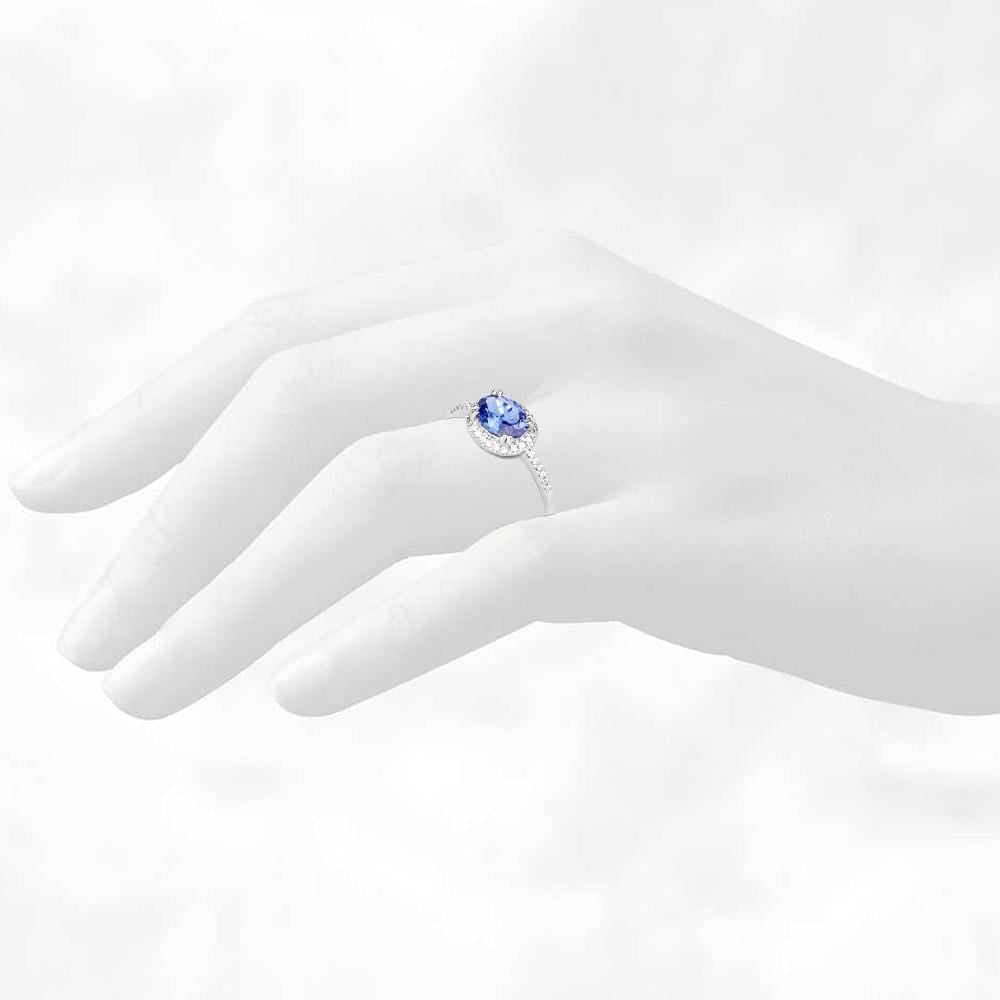 14ct White Gold 1.53ct Tanzanite & 0.20ct Diamond Dress Ring
