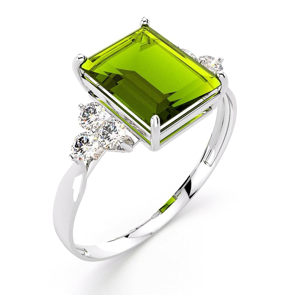 14ct White Gold 3.81ct Peridot & 0.17ct Diamond Cocktail Ring