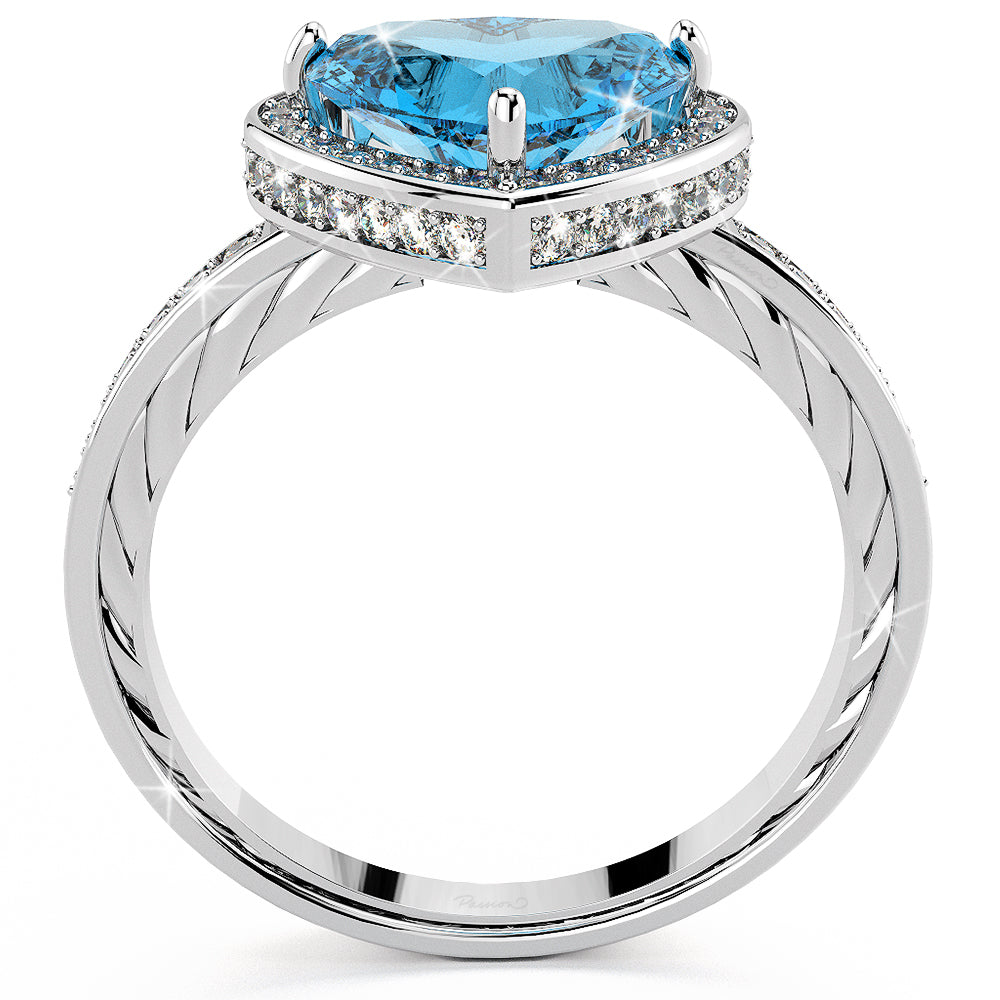 14ct White Gold 3.60ct Blue Topaz & 0.45ct Diamond Engagement Ring