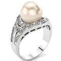 14ct White Gold 12mm Round Akoya Pearl & 1.25ct Diamond Ring