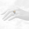 14ct White Gold 12mm Round Akoya Pearl & 1.25ct Diamond Ring