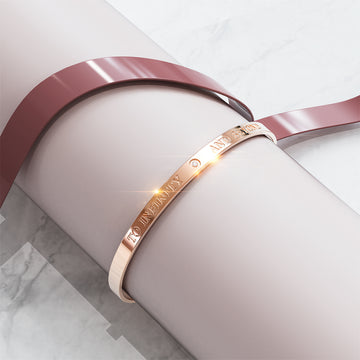 Genuine Single Diamond Set Roman To Infinity & Beyond Cuff Bangle Rose Gold Titanium