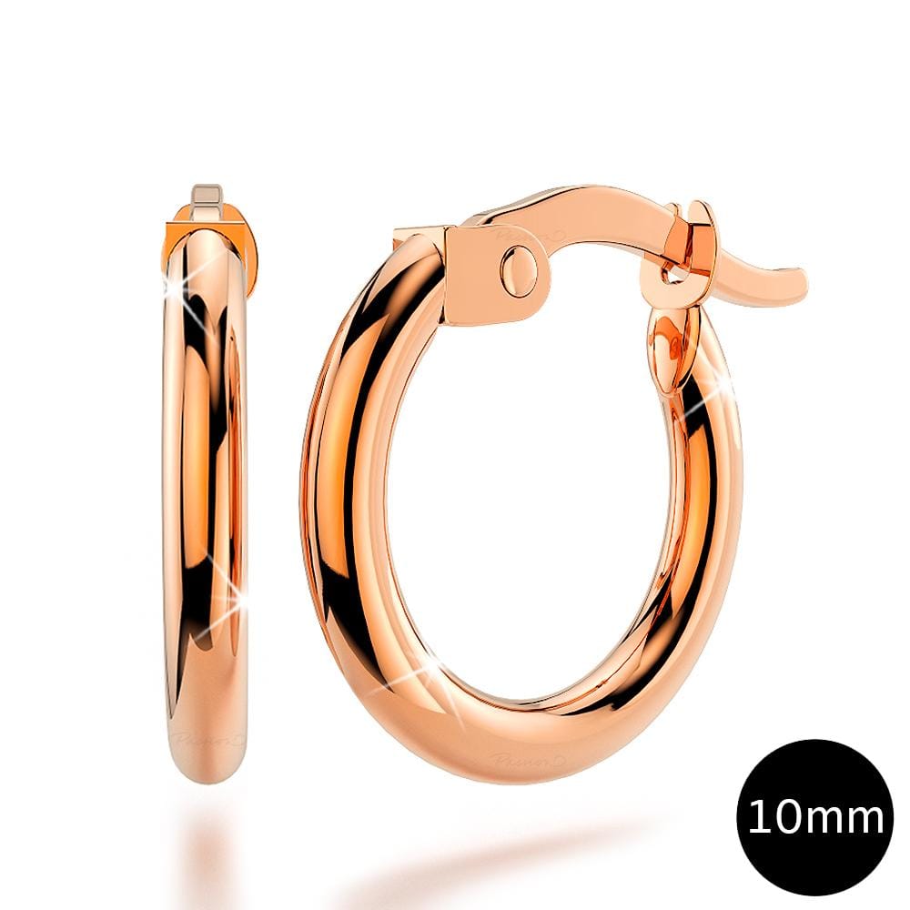 9ct Rose Gold 10mm Rounded Hoop Earrings - Brilliant Co