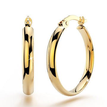 9ct Yellow Gold 18mm Flat Hoop Earrings - Brilliant Co