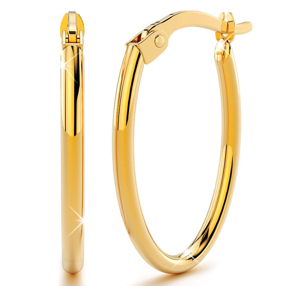 9ct Yellow Gold 20mm Oval Hoop Earrings - Brilliant Co