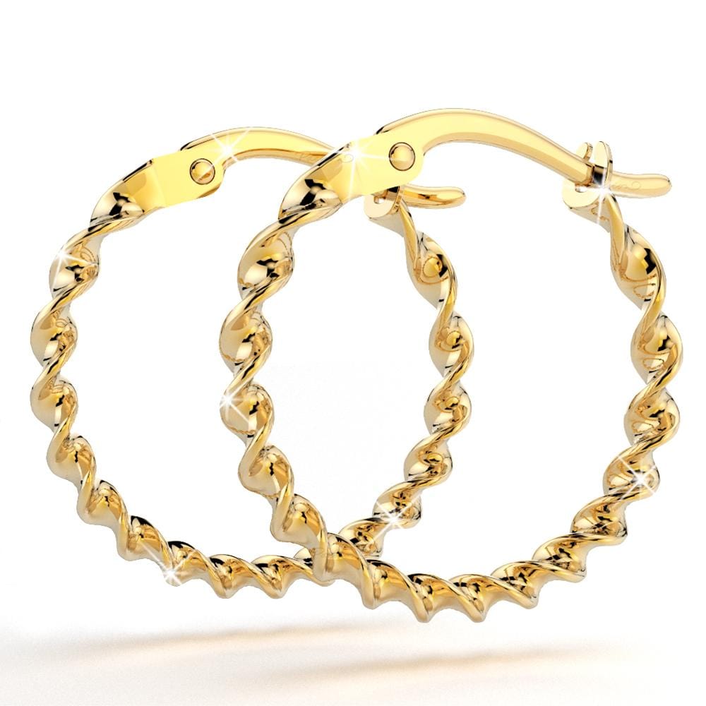 9ct Yellow Gold 15mm Twister Hoop Earrings - Brilliant Co